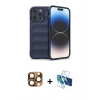 MARSİLYAN™- iPhone 16 Pro Max Kılıf Atlas Koleksiyonu - Siyah 3D Antistatik Cam Ekran Koruyucu + Pers Alüminyum Kamera Lens - CLTM