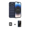 MARSİLYAN™- iPhone 16 Pro Max Kılıf Atlas Koleksiyonu - Siyah 3D Antistatik Hayalet Cam Ekran Koruyucu + PVD Metal Kamera Lens - SH