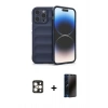 MARSİLYAN™- iPhone 16 Pro Max Kılıf Atlas Koleksiyonu - Siyah 3D Antistatik Hayalet Cam Ekran Koruyucu + PVD Metal Kamera Lens - GD