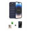 MARSİLYAN™- iPhone 16 Pro Max Kılıf Atlas Koleksiyonu - Siyah 3D Antistatik Hayalet Cam Ekran Koruyucu + Raze Metal Kamera Lens - NLGY