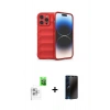 MARSİLYAN™- iPhone 16 Pro Max Kılıf Atlas Koleksiyonu - Siyah 3D Antistatik Hayalet Cam Ekran Koruyucu + Raze Metal Kamera Lens - BZ