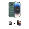 MARSİLYAN™- iPhone 16 Pro Max Kılıf Atlas Koleksiyonu - Siyah 3D Antistatik Mat Seramik Nano Ekran Koruyucu + PVD Metal Kamera Lens - SH