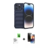 MARSİLYAN™- iPhone 16 Pro Max Kılıf Atlas Koleksiyonu - Siyah 3D Antistatik Mat Seramik Nano Ekran Koruyucu + Raze Metal Kamera Lens - BZ