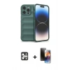 MARSİLYAN™- iPhone 16 Pro Max Kılıf Atlas Koleksiyonu - Siyah 3D Antistatik Mat Seramik Nano Ekran Koruyucu + PVD Metal Kamera Lens - GS
