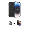 MARSİLYAN™- iPhone 16 Pro Max Kılıf Atlas Koleksiyonu - Siyah 3D Antistatik Mat Seramik Nano Ekran Koruyucu + PVD Metal Kamera Lens - GS
