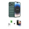 MARSİLYAN™- iPhone 16 Pro Max Kılıf Atlas Koleksiyonu - Siyah 3D Antistatik Mat Seramik Nano Ekran Koruyucu + Raze Metal Kamera Lens - BZ