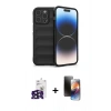 MARSİLYAN™- iPhone 16 Pro Max Kılıf Atlas Koleksiyonu - Siyah 3D Antistatik Mat Seramik Nano Ekran Koruyucu + Bilvis Titan Kamera Lens - SH