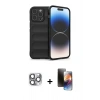 MARSİLYAN™- iPhone 16 Pro Max Kılıf Atlas Koleksiyonu - Siyah 3D Antistatik Mat Seramik Nano Ekran Koruyucu + Pers Alüminyum Kamera Lens - GI