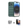 MARSİLYAN™- iPhone 16 Pro Max Kılıf Atlas Koleksiyonu - Siyah 3D Antistatik Mat Seramik Nano Ekran Koruyucu + Pers Alüminyum Kamera Lens - GI