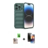 MARSİLYAN™- iPhone 16 Pro Max Kılıf Atlas Koleksiyonu - Siyah 3D Antistatik Mat Seramik Nano Ekran Koruyucu + Raze Metal Kamera Lens - NLGY