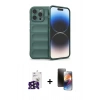 MARSİLYAN™- iPhone 16 Pro Max Kılıf Atlas Koleksiyonu - Siyah 3D Antistatik Mat Seramik Nano Ekran Koruyucu + Bilvis Titan Kamera Lens - SH