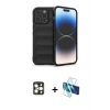 MARSİLYAN™- iPhone 16 Pro Max Kılıf Atlas Koleksiyonu - Siyah 3D Antistatik Seramik Nano Ekran Koruyucu + PVD Metal Kamera Lens - GD