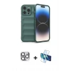 MARSİLYAN™- iPhone 16 Pro Max Kılıf Atlas Koleksiyonu - Siyah 3D Antistatik Seramik Nano Ekran Koruyucu + Pers Alüminyum Kamera Lens - GI