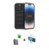 MARSİLYAN™- iPhone 16 Pro Max Kılıf Atlas Koleksiyonu - Siyah 3D Antistatik Seramik Nano Ekran Koruyucu + Raze Metal Kamera Lens - SH
