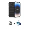 MARSİLYAN™- iPhone 16 Pro Max Kılıf Atlas Koleksiyonu - Siyah 3D Antistatik Seramik Nano Ekran Koruyucu + PVD Metal Kamera Lens - GS