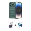 MARSİLYAN™- iPhone 16 Pro Max Kılıf Atlas Koleksiyonu - Siyah 3D Antistatik Seramik Nano Ekran Koruyucu + Bilvis Titan Kamera Lens - GS