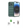 MARSİLYAN™- iPhone 16 Pro Max Kılıf Atlas Koleksiyonu - Siyah Bilvis 3D Cam Ekran Koruyucu + Raze Metal Kamera Lens - BZ