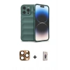 MARSİLYAN™- iPhone 16 Pro Max Kılıf Atlas Koleksiyonu - Siyah Bilvis 3D Cam Ekran Koruyucu + Pers Alüminyum Kamera Lens - CLTM