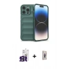 MARSİLYAN™- iPhone 16 Pro Max Kılıf Atlas Koleksiyonu - Siyah Bilvis 3D Cam Ekran Koruyucu + Bilvis Titan Kamera Lens - SH