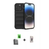 MARSİLYAN™- iPhone 16 Pro Max Kılıf Atlas Koleksiyonu - Siyah Bilvis 3D Cam Ekran Koruyucu + Raze Metal Kamera Lens - SH