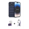 MARSİLYAN™- iPhone 16 Pro Max Kılıf Atlas Koleksiyonu - Siyah Bilvis 3X AR Hayalet Cam Ekran Koruyucu + Bilvis Titan Kamera Lens - SH
