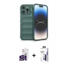 MARSİLYAN™- iPhone 16 Pro Max Kılıf Atlas Koleksiyonu - Siyah Bilvis 3X AR Hayalet Cam Ekran Koruyucu + Bilvis Titan Kamera Lens - SH