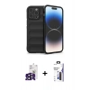 MARSİLYAN™- iPhone 16 Pro Max Kılıf Atlas Koleksiyonu - Siyah Bilvis 3X AR Hayalet Cam Ekran Koruyucu + Bilvis Titan Kamera Lens - SH