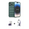 MARSİLYAN™- iPhone 16 Pro Max Kılıf Atlas Koleksiyonu - Siyah Bilvis 3X AR Hayalet Cam Ekran Koruyucu + Bilvis Titan Kamera Lens - TMGI