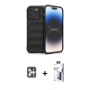 MARSİLYAN™- iPhone 16 Pro Max Kılıf Atlas Koleksiyonu - Siyah Bilvis 3X AR Hayalet Cam Ekran Koruyucu + PVD Metal Kamera Lens - GS