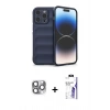 MARSİLYAN™- iPhone 16 Pro Max Kılıf Atlas Koleksiyonu - Siyah Bilvis 3X AR HD Cam Ekran Koruyucu + Pers Alüminyum Kamera Lens - GI