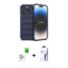 MARSİLYAN™- iPhone 16 Pro Max Kılıf Atlas Koleksiyonu - Siyah Bilvis 3X AR HD Cam Ekran Koruyucu + Raze Metal Kamera Lens - BZ