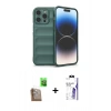 MARSİLYAN™- iPhone 16 Pro Max Kılıf Atlas Koleksiyonu - Siyah Bilvis 3X AR HD Cam Ekran Koruyucu + Raze Metal Kamera Lens - CLTM