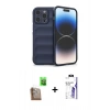 MARSİLYAN™- iPhone 16 Pro Max Kılıf Atlas Koleksiyonu - Siyah Bilvis 3X AR HD Cam Ekran Koruyucu + Raze Metal Kamera Lens - CLTM
