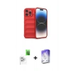 MARSİLYAN™- iPhone 16 Pro Max Kılıf Atlas Koleksiyonu - Siyah Bilvis 5in1 3D Magic Cam Ekran Koruyucu + Beyaz Raze Metal Kamera Lens