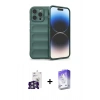 MARSİLYAN™- iPhone 16 Pro Max Kılıf Atlas Koleksiyonu - Siyah Bilvis 5in1 3D Magic Cam Ekran Koruyucu + Bilvis Titan Kamera Lens - GS