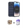 MARSİLYAN™- iPhone 16 Pro Max Kılıf Atlas Koleksiyonu - Siyah Bilvis 5in1 3D Magic Cam Ekran Koruyucu + Pers Alüminyum Kamera Lens - CLTM