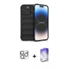 MARSİLYAN™- iPhone 16 Pro Max Kılıf Atlas Koleksiyonu - Siyah Bilvis 5in1 3D Magic Cam Ekran Koruyucu + Gümüş Pers Alüminyum Kamera Lens