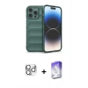 MARSİLYAN™- iPhone 16 Pro Max Kılıf Atlas Koleksiyonu - Siyah Bilvis 5in1 3D Magic Cam Ekran Koruyucu + Gümüş Pers Alüminyum Kamera Lens