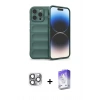 MARSİLYAN™- iPhone 16 Pro Max Kılıf Atlas Koleksiyonu - Siyah Bilvis 5in1 3D Magic Cam Ekran Koruyucu + Pers Alüminyum Kamera Lens - GI