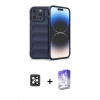 MARSİLYAN™- iPhone 16 Pro Max Kılıf Atlas Koleksiyonu - Siyah Bilvis 5in1 3D Magic Cam Ekran Koruyucu + PVD Metal Kamera Lens - SH