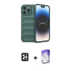 MARSİLYAN™- iPhone 16 Pro Max Kılıf Atlas Koleksiyonu - Siyah Bilvis 5in1 3D Magic Cam Ekran Koruyucu + PVD Metal Kamera Lens - SH
