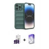 MARSİLYAN™- iPhone 16 Pro Max Kılıf Atlas Koleksiyonu - Siyah Bilvis 5in1 3D Magic Cam Ekran Koruyucu + Bilvis Titan Kamera Lens - SH