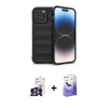 MARSİLYAN™- iPhone 16 Pro Max Kılıf Atlas Koleksiyonu - Siyah Bilvis 5in1 5D Magic Hayalet Cam Ekran Koruyucu + Bilvis Titan Kamera Lens - GS