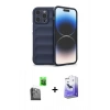 MARSİLYAN™- iPhone 16 Pro Max Kılıf Atlas Koleksiyonu - Siyah Bilvis 5in1 5D Magic Hayalet Cam Ekran Koruyucu + Raze Metal Kamera Lens - SH