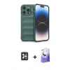 MARSİLYAN™- iPhone 16 Pro Max Kılıf Atlas Koleksiyonu - Siyah Bilvis 5in1 5D Magic Hayalet Cam Ekran Koruyucu + PVD Metal Kamera Lens - SH
