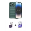 MARSİLYAN™- iPhone 16 Pro Max Kılıf Atlas Koleksiyonu - Siyah Bilvis 5in1 5D Magic Hayalet Cam Ekran Koruyucu + Bilvis Titan Kamera Lens - GS