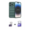 MARSİLYAN™- iPhone 16 Pro Max Kılıf Atlas Koleksiyonu - Siyah Bilvis 5in1 5D Magic Hayalet Cam Ekran Koruyucu + Bilvis Titan Kamera Lens - TMGI