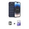 MARSİLYAN™- iPhone 16 Pro Max Kılıf Atlas Koleksiyonu - Siyah Bilvis 5in1 5D Magic Hayalet Cam Ekran Koruyucu + PVD Metal Kamera Lens - GD