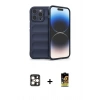 MARSİLYAN™- iPhone 16 Pro Max Kılıf Atlas Koleksiyonu - Siyah Buffer Cam Ekran Koruyucu + PVD Metal Kamera Lens - GD