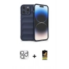 MARSİLYAN™- iPhone 16 Pro Max Kılıf Atlas Koleksiyonu - Siyah Buffer Cam Ekran Koruyucu + Pers Alüminyum Kamera Lens - GS